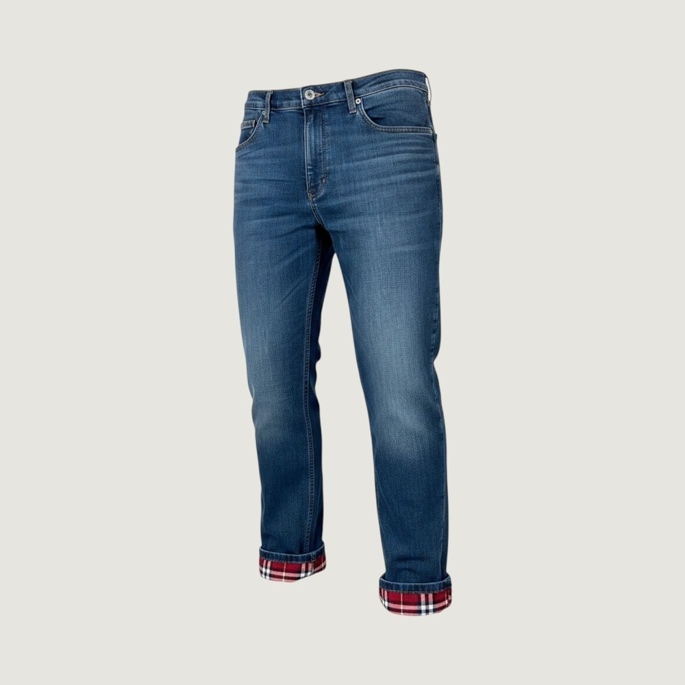NWT Lee Legendary Straight Leg Fleece Line Jeans Womens 14M Medium Wash Mid Rise
